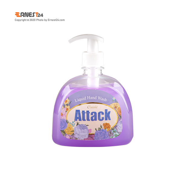 مایع دستشویی کلاسیک بنفش اتک حجم 500 میلی لیتر عکس استفاده شده در سایت ارنست 24 - ernest24.com